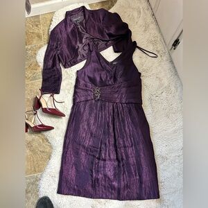 Jessica Howard Deep Purple Midi Dress with Jacket